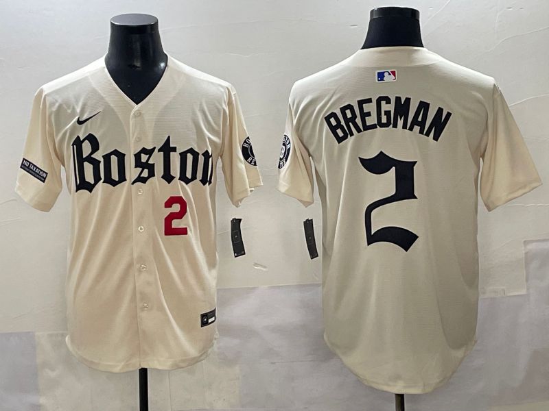 Men 2025 Boston Red Sox #2 Bregman Cream Five generations Joint Name Nike MLB Jersey style 8->boston red sox->MLB Jersey